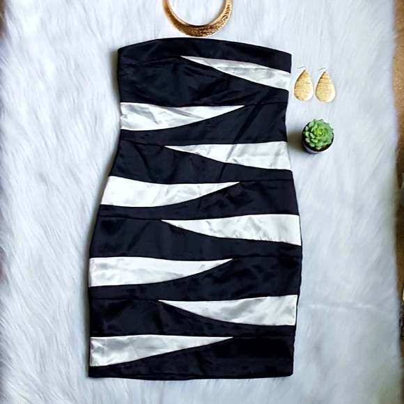 NWT Striped Strapless Mini Dress - Picture 1 of 5